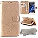 Galaxy S7 Edge Case, Acytime PU Leather Flip Wallet Case Embossed Butterfly Flower Case Cover for Samsung Galaxy S7 Edge G9350 Golden
