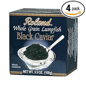 Roland Black Lumpfish Caviar, 3.5-Ounce Boxes (Pack of 4)