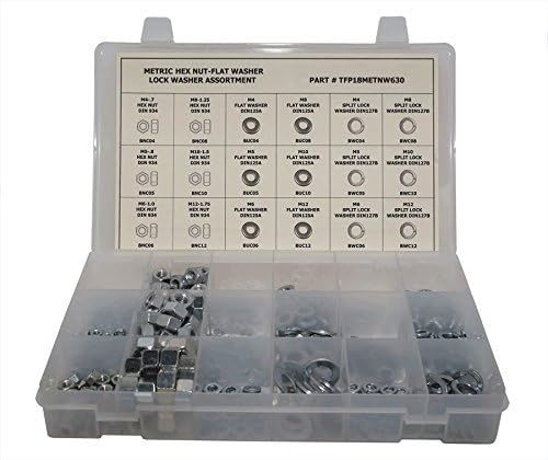 630 Piece Metric Hex Nut-Flat Washer Lock Washer Assortment - Ships FREE in the USA