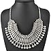 Bessky Bohemian Silver Necklace Retro National Wind Carved Statement Bib Choker