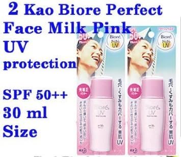 2 Kao Biore Uv Protect Bright Sunblock Pink Face Milk Spf 50++ Sunscreen Lotion