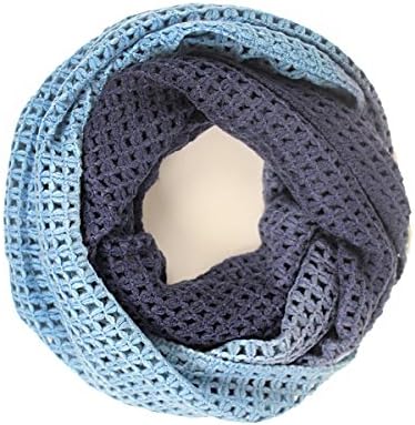 Knit Ombre Two tone Fishnet Infinity Circle Neck warmer,Navy