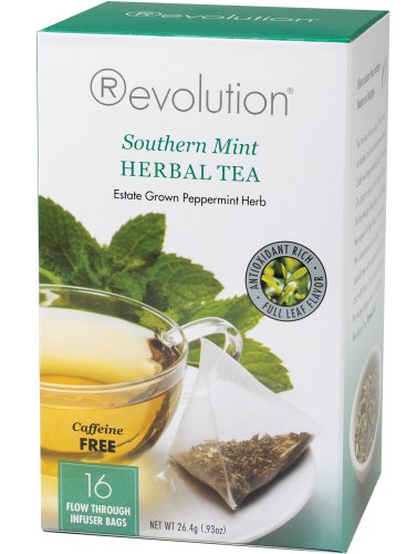 Revolution Tea, Southern Mint Herbal Tea (Caffeine Free), 16 Flow-through Infuser Bags in a Stay-Fresh Container