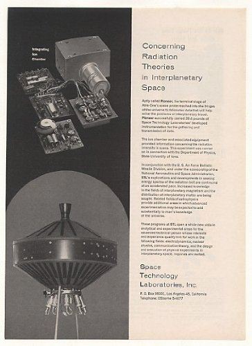 1958 STL Space Technology Labs Pioneer Space Probe Print Ad AdsPast.com 