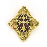 Faith Love & Joy Amethyst Tone Cherubs Gazing Brooch