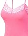 JJ Perfection Women's Adjustable Spaghetti Strap Lace Trim Cami Tunic Tank Top NEONPINK M
