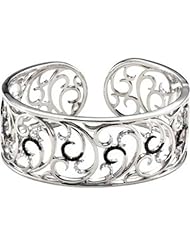 Genuine Black Spinel & Diamond Hinged Cuff Bracelet