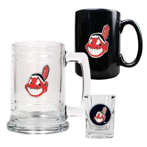 Cleveland Indians 15 Oz. Tankard, 15 Oz. Ceramic Mug & 2 Oz. Shot Glass MLB Gift Set