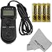 Professional Timer Remote Control Shutter for FUJIFILM FinePix HS20 S100FS S9000 S9100 S9500 S9600 Cameras + 4 AAA Alkaline Batteries + Premium MagicFiber Microfiber Cleaning Cloth