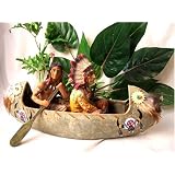 Two Indians Rowing a Canoe Statue by ww
