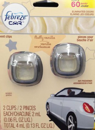 Febreze Car Air Freshener, Fluffy Vanilla, 2 ct