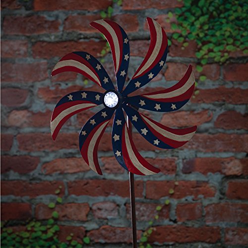 Bits and Pieces Red, White, and Blue Solar Spinner Garden Wind