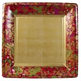 Caspari Set of 2 Marrakesh Square Paper Salad Plate Package, Spice