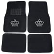 Crown Gem Crystal Studded Rhinestone Car Truck SUV Front & Rear Seat Carpet Floor Mats