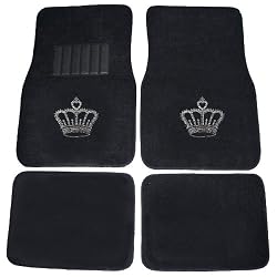 Crown Gem Crystal Studded Rhinestone Car Truck SUV Front & Rear Seat Carpet Floor Mats