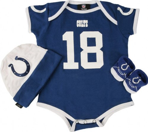 Peyton Manning Reebok Newborn 6-9 mos. Bodysuit, Booties & Cap Indianapolis Colts Set