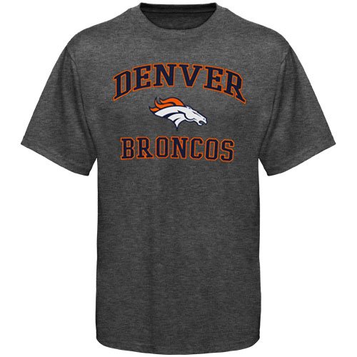 NFL Men's Denver Broncos Heart And Soul Ii Adult Short Sleeve Basic Tee (Heather Grey, X-Large)