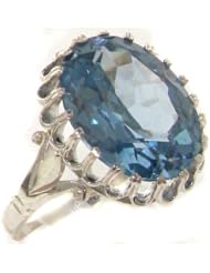 High Quality 925 Solid Sterling Silver Large 16x12mm 9.6ct Synthetic Aquamarine Solitaire Ring - Finger Sizes 4 to 12 Available