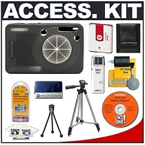 Snug-It Tight Fit Camera Skin (Black) with Spare NP-BG1 Battery + Memory Stick Card Reader + Compact Digital Travel Tripod + Cameta Bonus Accessory Kit for Sony Cyber-Shot DSC-W50 / DSC-W55 / DSC-W70 Digital Camera