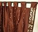 2 Tab Top Brown Silk Sari Drapes, Panels, Panels