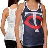 MLB Touch by Alyssa Milano Minnesota Twins Ladies Navy Blue-Red One Time Burnout Racerback Tank Top (X-Large)