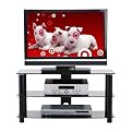 Quattro Entertainment Center - Black with Silver Accents