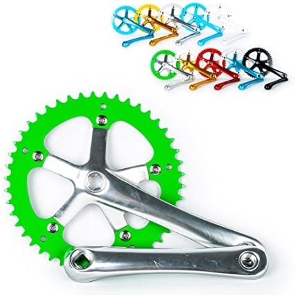 Celt Sport Cycling Parts - Drivetrain Components Track Fixie Single Speed Alloy Steel Bicycle Crankset With 46 Teeth 170mm Anodized Green Silver