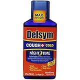 Delsym Adult Liquid Cough Plus Night Time Cough Suppressant Plus Cold Liquid, Mixed Berry, 6 Ounce