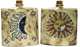 24 Oz. MARA Stoneware COLLECTIBLE Liquor Flask DECANTER Celestial SUN MOON Browns