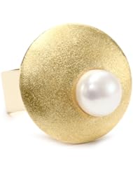 TARA Pearls Sterling Silver 18k Yellow Gold Plated White Freshwater Pearl Ring, Size 7