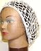 Hand Crocheted Silver Metallic Gimp Large Snood Trimmed with Cultured Ivory Pearls for Women Offered