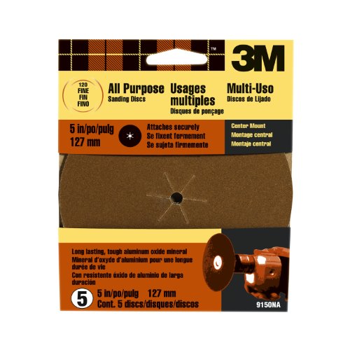 3M 9150DCNA Power Sanding Center Mount Discs, 5-Inch, Fine Grit, 5-pack