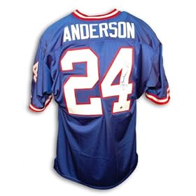 Ottis Anderson Autographed/Hand Signed Custom Blue Throwback Jersey