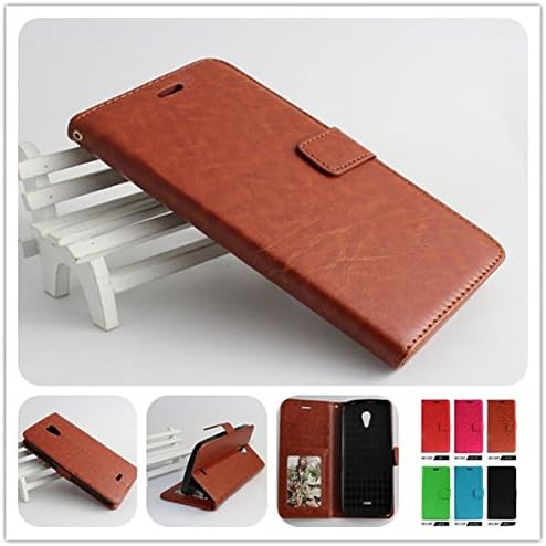For BLU Studio X 5.0" D750U / D750L / D750 PERFECT FIT Luxury Leather Flip Wallet Case Cover Pocket Book with ID Showing Window (BLU Studio X D750 Brown)