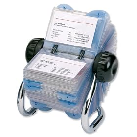 Rotadex Rotamate Rotary Business Card File with 200 Sleeves and A-Z Index Chrome - Ref RMBCCE
