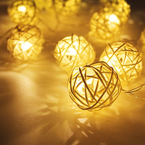 Battery powered rattan ball led decorative string light, 2 work m…