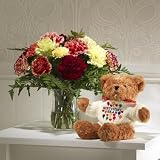 18 Carnations With A Birthday Bear