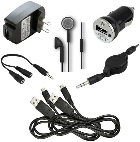 7 pc Fenzer Black Bundle Kit for HTC DROID DNA Incredible 2 4G LTE Cell Phone Travel Car Wall Charger USB Data Cable