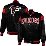 NFL Atlanta Falcons Onside Kick Full Button Satin Jacket - Black (XXXX-Large)