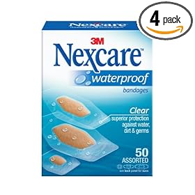  Nexcare Waterproof Clear Bandage Assorted Sizes, 50-Count Packages (Pack of 4)