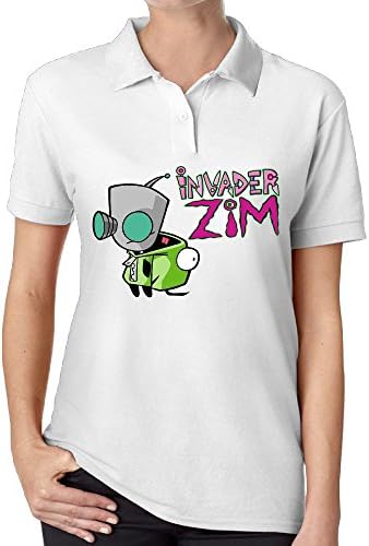 KIYOMM Women's Invader Zim Logo Polo T-shirts White