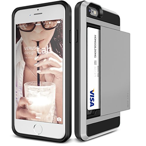 iPhone 6S Plus Case, Verus [Damda Slide][Satin Silver] - [Wallet Card Slot][Heavy Duty] For Apple iPhone 6 6S Plus 5.5