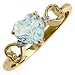 Genuine Heart Aquamarine & Diamond 14k Gold Promise Ring