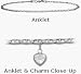 10 Karat 10 White Gold Flat Gucci Style White Stone Heart Charm Anklet