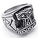 KONOV Massiness Vintage Stainless Steel Band Myth Thor's Hammer Ring, Black Silver