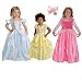 3 Princess Costume Set - Cinderella, Belle, Sleeping Beauty - Free Bow - Girls Ages 3-5 - Machine Washable!
