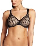 Olga Women's Sheer Leaves Minimizer Bra, Black/French Toast, 38 DD