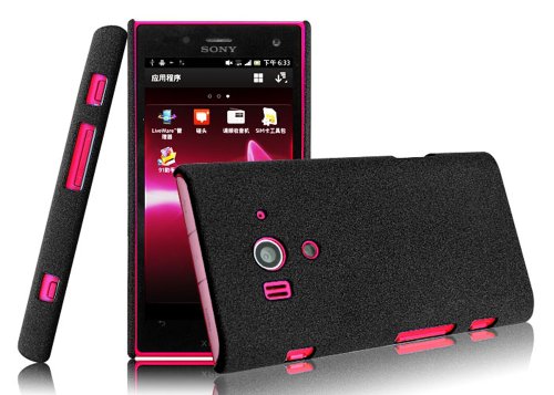 Frosted Hard Cover Case + Hd Ultra Clear Screen Protector Film for Sony Lt26w Xperia Acro S,xperia Acro Hd,so-03d (Black)