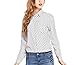 Promithi Womens Long Sleeve Lip Printing Lapel Chiffon Shirt Bottom Shirt