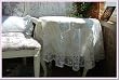 Vintage Hand thin thread crochet/patched Table Cloth35"